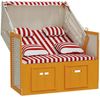 Strandkorb, Gartenmöbel mit Kissen Poly Rattan und Massivholz Rot & Weiß Bild 3