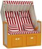 Strandkorb, Gartenmöbel mit Kissen Poly Rattan und Massivholz Rot & Weiß Bild 2