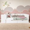 Merax Kinderbett Massivholzbett Einzelbett 90x200cm mit Schreibtisch und 2 Schubladen, weiß Bild 2