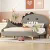 Kinderbett 90x200 cm, Dinosaurier Form, graues PU Material Bild 2