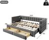 Merax Daybett, Tagesbett, 90 x 200cm, Sofabett mit quadratischer Rückenlehne, ausziehbares Bett (ausziehbar auf 180 Queensize), 2 Schubladen, ohne Matratze, Samt, Grau Bild 4