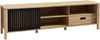 Forte JYTANA TV-Schrank 170 180, skandinavisches Low-Board mit Stauraumfach und Schublade, Mauvella Eiche Holzdekor / Schwarz, 174,8 cm breit x 49,9 cm hoch x 40,2 cm tief Bild 3