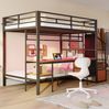 Hochbett 247 x 144,5 x 170 cm mit Schreibtisch, LED, Steckdosen und Stauraum – Metall & MDF, Schwarz Bild 3
