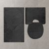 ROLFNERS Badematte 3 tlg Badematte Badezimmerteppich Badteppich Set Schwarz, rutschfest, rutschhemmend, weicher Flor, schnell trocknend, fußbodenheizungsgeeignet, Polypropylen, Florhöhe ca. 15 mm, waschbar bis max. 30°C, rutschfest Bild 2