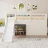 Hochbett mit Lattenrost, Leiter, Rutsche, Rausfallschutz, 90x200cm, Spielbett, Kinderbett, Einzelbett, Kiefer Bild 2