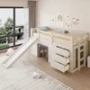 Hochbett mit Lattenrost, Leiter, Rutsche, Rausfallschutz, 90x200cm, Spielbett, Kinderbett, Einzelbett, Kiefer Bild 3