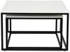 Home Collective Couchtisch 2er Set Beistelltisch Wohnzimmertisch modern rund und quadratisch (ideal als Büro Ablagetisch oder als Wohnzimmer Deko, Kleiner quadratischer Tisch Set 2 in 1), hochwertiges Design mit Metallgestell, stabile Tischplatte, weiß Bild 2