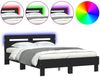 vidaXL Bettgestell mit Kopfteil LED-Beleuchtung Schwarz 135x190 cm 3207568 Bild 2