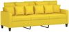vidaXL 3-tlg. Sofagarnitur mit Kissen Hellgelb Stoff 3201637 Bild 5