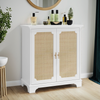 Sideboard B 80 x T 38 x H 86 cm in Weiß mit Rattan-Türen, MDF/Spanplatte, verstellbarer Einlegeboden Bild 3