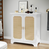 Sideboard B 80 x T 38 x H 86 cm in Weiß mit Rattan-Türen, MDF/Spanplatte, verstellbarer Einlegeboden Bild 5