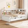 Schlafsofa 90×200 cm mit ausziehbarem Bett, Stauraum & USB-Buchse, Massivholz Weiß Bild 4