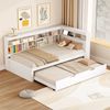 Schlafsofa 90×200 cm mit ausziehbarem Bett, Stauraum & USB-Buchse, Massivholz Weiß Bild 2