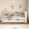 Schlafsofa 90×200 cm mit ausziehbarem Bett, Stauraum & USB-Buchse, Massivholz Weiß Bild 3