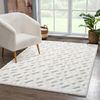 carpet city Teppich Hochflor Wohnzimmer - 140x200 cm - Einfarbig Weiß/Creme - Geometrisches Hochtief-Muster/ 3D-Effekt - Shaggy Teppiche Schlafzimmer Boho, Scandi Bild 2