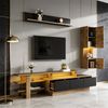 Merax Wohnwand 3-teilig Wohnwand Set mit LED-Beleuchtung, (3-St), Wohnzimmermöbel Wohnwand mit Vitrine, Hängeregal & TV Schrank Bild 2