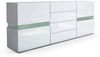 Vladon Sideboard Flow, Weiß matt/Weiß Hochglanz - Moderne Kommode mit Ambient Light Verglasung für Ihr Wohnbereich (177 x 75 x 39 cm) Bild 4