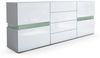 Vladon Sideboard Flow, Weiß matt/Weiß Hochglanz - Moderne Kommode mit Ambient Light Verglasung für Ihr Wohnbereich (177 x 75 x 39 cm) Bild 5