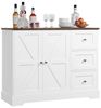 HOMECHO Sideboard, Küchenschrank mit Arbeitsplatte, Buffetschrank Weiß & Braun Bild 4