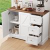 HOMECHO Sideboard, Küchenschrank mit Arbeitsplatte, Buffetschrank Weiß & Braun Bild 3