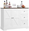 HOMECHO Sideboard, Küchenschrank mit Arbeitsplatte, Buffetschrank Weiß & Braun Bild 5