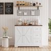 HOMECHO Sideboard, Küchenschrank mit Arbeitsplatte, Buffetschrank Weiß & Braun Bild 2