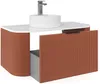 Vente-unique - LOMERI Waschbeckenmöbel Holz, Platte Rot - B 50 cm x H 45 cm x L 99 cm Bild 4