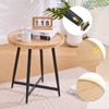 Beistelltisch rund Holz Metall, 55x60 cm schwarz – Couchtisch, Nachttisch mit Kreuzgestell & rutschfesten Füßen Bild 4
