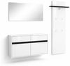 OTTO home Garderoben-Set Locco Flurmöbel, Dielenmöbel, Flurschrank, Flurgarderobe B: ca 150 cm, (3-St), UV-lackiert, Weiß Hochglanz, platz für ca. 12 Paar Schuhe Bild 4
