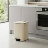 SONGMICS Mülleimer Küche, 20 Liter Abfalleimer, Tretmülleimer, Stahl, mit Inneneimer, Softclose, Offenhaltefunktion, beige Bild 2