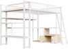 Hochbett mit Eckschreibtisch, LED-Streifen, PC-Ständer, Steckdose, USB, Rausfallschutz, Regal, Schrank, 140x200cm, Kinderbett, Jugendbett, Metallbett Bild 5
