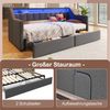 Daybett Tagesbett Schlafsofa Mit USB und Type-C LED-Leiste mit Fernbedienung Mit 2 Schubladen Stauraumtaschen Multifunktionales Ausziehbett Ohne Matratze Grau 90 x 200 cm Bild 4