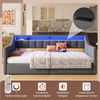 Daybett Tagesbett Schlafsofa Mit USB und Type-C LED-Leiste mit Fernbedienung Mit 2 Schubladen Stauraumtaschen Multifunktionales Ausziehbett Ohne Matratze Grau 90 x 200 cm Bild 2