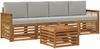 vidaXL Outdoor-Sofagarnitur mit Kissen 5 pcs Natürlich und Hellgrau 3383997 Bild 2