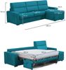 Dmora Schlafsofa mit Halbinsel Pusiano, Verwandelbares Ecksofa für das Wohnzimmer, gepolstert, abnehmbar, 100 % Made in Italy, 280x160 h100 cm, Hellblau Bild 3