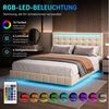 Simurq Polsterbett Schwebebett mit LED-Beleuchtung und USB, Doppelbett 140x200cm (Packung, 1-tlg, Jugendbett mit Kopfteil, Linenstoff), Schwebender visueller Effekt Bild 3
