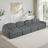 Ecksofa Grau aus granuliertem Fleece, modulare Form mit tiefer Sitzfläche und 32D-Hochdichtschaum,79x366x104 cm Bild 2