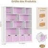 Homfa Kinderregal mit 4 Spielzeugkisten auf Rollen, Spielzeugregal mit 10 offenen Fächern Spielzeugtruhe 125 x 146 x 33 cm weiß Bild 3
