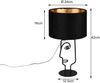Tischleuchte, Metall, schwarz, Stoff, Gesicht-Design, H 42cm Bild 4