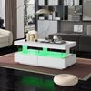 Couchtisch mit LED-Beleuchtung & Glasdisplay, weiß Hochglanz, 2 Schubladen, 100x60x49,5 cm Bild 4