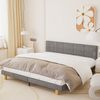 oyajia Polsterbett Bettrahmen Doppelbett, Bettrahmen mit Kopfteil und Lattenrost (90/120/140/160/180* 200cm Polsterbett Bettgestell), Polsterbett mit Kopfteil, Stabiler Jugendbett Stoffbett mit Lattenrost Bild 3
