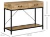 HOMCOM Konsolentisch 2 Schubladen Unterregal (Beistelltisch, 1-St, Eingangstisch), vintage Metall Spanplatte Braun+Schwarz 100 x 35 x 76,5 cm Bild 3