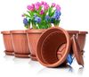 BigDean 6X Blumentopf mit Untersetzer rund ø33xH25 cm Terracotta - wetterfester Pflanzkübel - Wasserablauf UV-beständig aus bruchsicherem Kunststoff - Innen + Außen geeignet - Made in Europe Bild 5