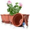 BigDean 6X Blumentopf mit Untersetzer rund ø33xH25 cm Terracotta - wetterfester Pflanzkübel - Wasserablauf UV-beständig aus bruchsicherem Kunststoff - Innen + Außen geeignet - Made in Europe Bild 4