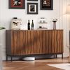 Sideboard 80x40x150 cm in dunkler Eichenmaserung mit 3 Schubladen, 2 verstellbaren Regalen und Mid-Century-Design Bild 3