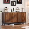 Sideboard 80x40x150 cm in dunkler Eichenmaserung mit 3 Schubladen, 2 verstellbaren Regalen und Mid-Century-Design Bild 3