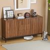 Sideboard 80x40x150 cm in dunkler Eichenmaserung mit 3 Schubladen, 2 verstellbaren Regalen und Mid-Century-Design Bild 2