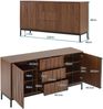 Sideboard 80x40x150 cm in dunkler Eichenmaserung mit 3 Schubladen, 2 verstellbaren Regalen und Mid-Century-Design Bild 5
