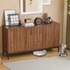 Sideboard 80x40x150 cm in dunkler Eichenmaserung mit 3 Schubladen, 2 verstellbaren Regalen und Mid-Century-Design Bild 2