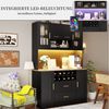 SeedWave Buffet Küchenbuffet mit LED-Beleuchtung, Weinregal, Steckdose & USB-Anschluss Größe: 120×36,3×180cm, inkl. 2 Glastüren, viel Stauruam Bild 2